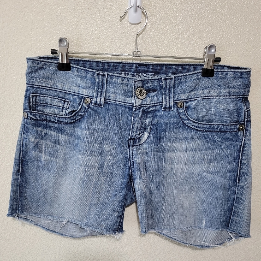 Guess Distressed Denim Frayed Cutoff Shorts Size 28